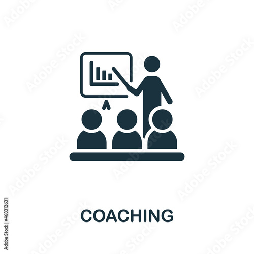 Coaching icon. Monochrome simple element from core value collection. Creative Coaching icon for web design, templates, infographics and more