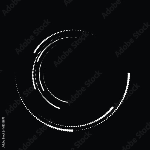 Rotating halftone dots in Spiral Form for comic books . Twirl background . Vector Illustration . Round Logo . Spiral Design element . Abstract Geometric vortex.