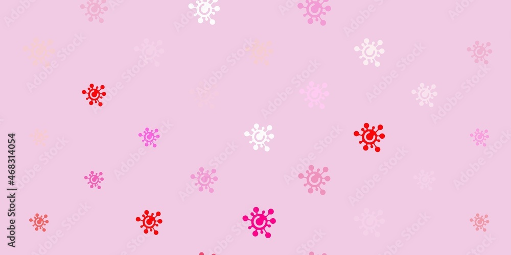 Light Red vector background with covid-19 symbols. Light Red vector background with covid-19 symbols.