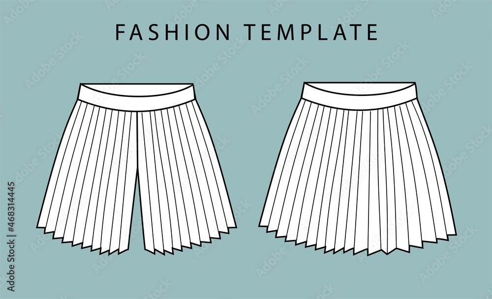 pleated skirt. fashion flat sketch template Stock Vector | Adobe Stock