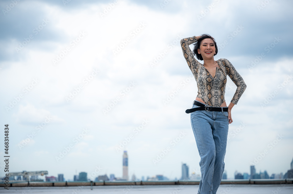 Asian woman person are dancing outdoor, sexy dancer girl female at studio performance Asian woman person are dancing outdoor, sexy dancer girl female at studio performance