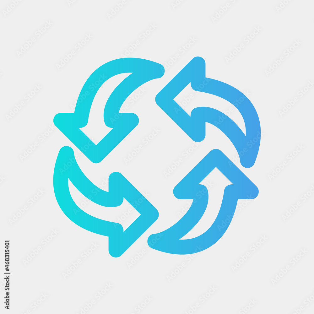 Fototapeta premium Rotating arrow icon vector illustration in gradient style, use for website mobile app presentation