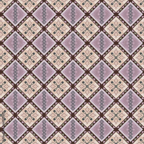 Ethnic seamless background with geometric pattern. Colorful background in traditional tribal folk style. Design for textile, cover, wallpaper, gift packaging, printing.