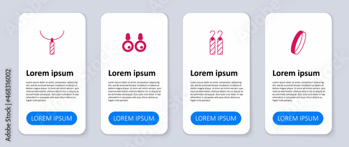 Set Wedding ring, Earrings, and Pendant on necklace. Business infographic template. Vector