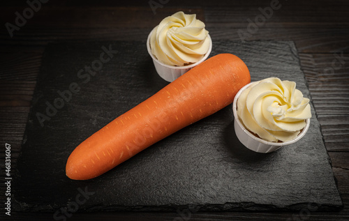 homemade carrot muffins with walnuts and cinnamon - on a stone base. Men's health.