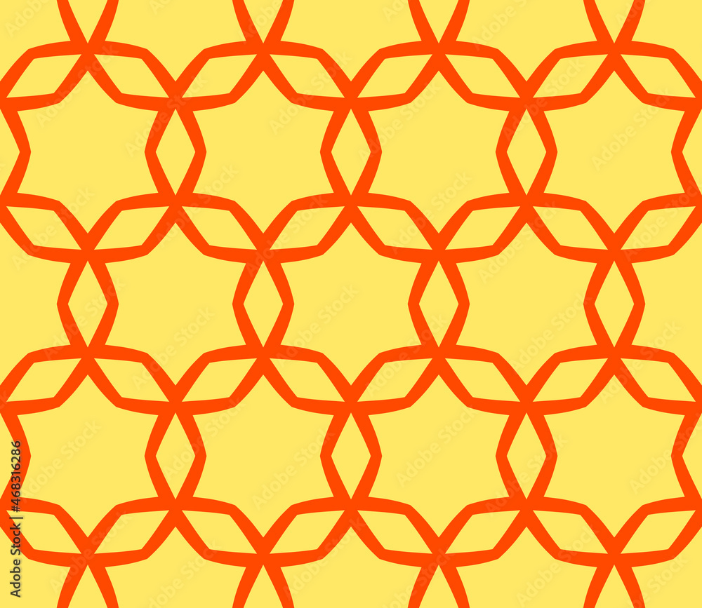 Fototapeta premium Decorative geometric vector seamless pattern with ornamental shapes, color arabesque background design.