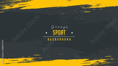 Abstract Yellow Scratch Grunge Frame In Black Background