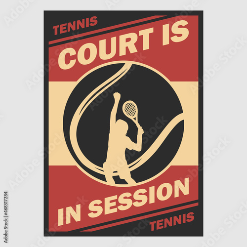 vintage poster design courts in session tennis retro illustration