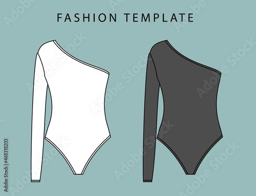 bikini front and back view.  swimsuit fashion flat sketch template.