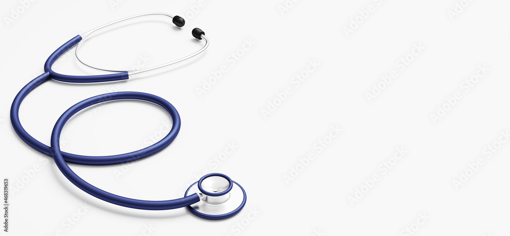 Medical stethoscope on white background. 3d rendered illustration. Medical stethoscope on white background. 3d rendered illustration.