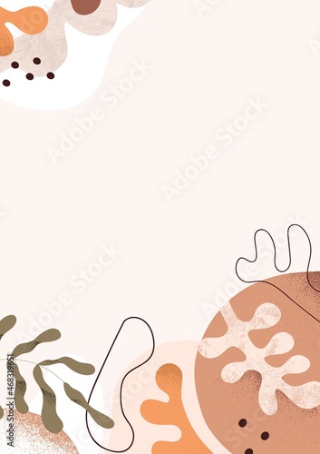 Modern background design with trendy minimalistic shapes and leaf. Stylish fa...