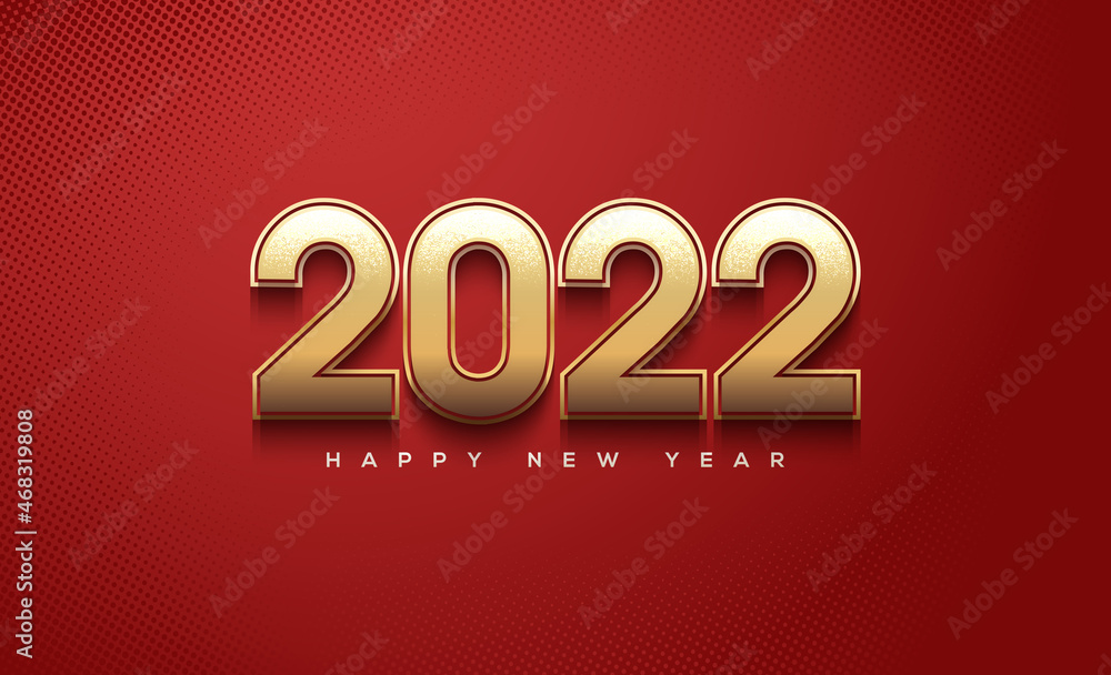 2022 Gold background with realistic 3d effect Stock Vector | Adobe Stock