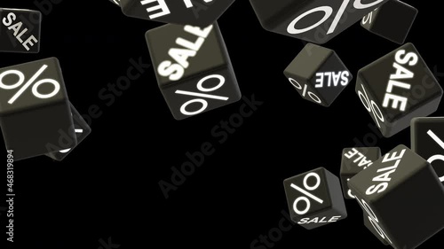 Black friday sale. Black cubes with white and shimmering 