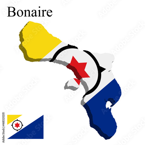 Flag of Bonaire on map on white background