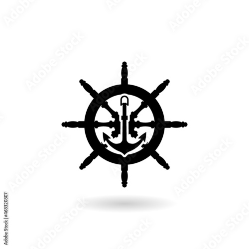 Nautical or marine logo icon with shadow