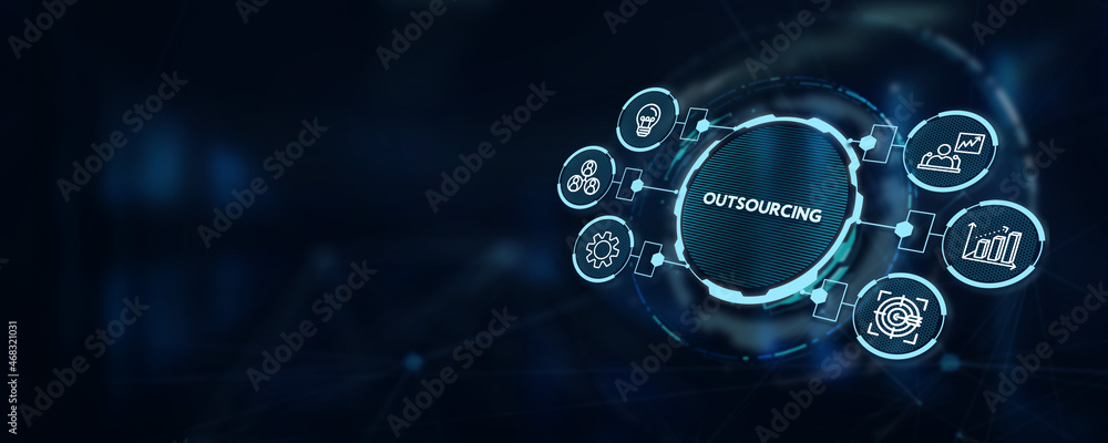 Business, Technology, Internet and network concept. Outsourcing human resources.3d illustration