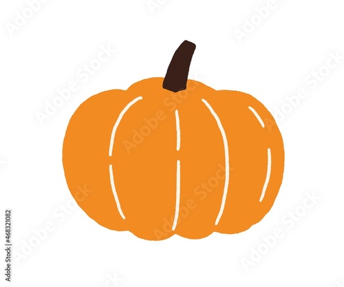 Pumpkin, autumn vegetable for Halloween. Icon of fall squash drawn in doodle ...