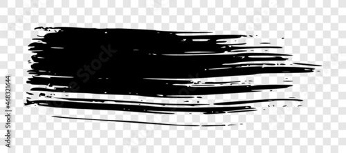 Black brush stroke on transparent background