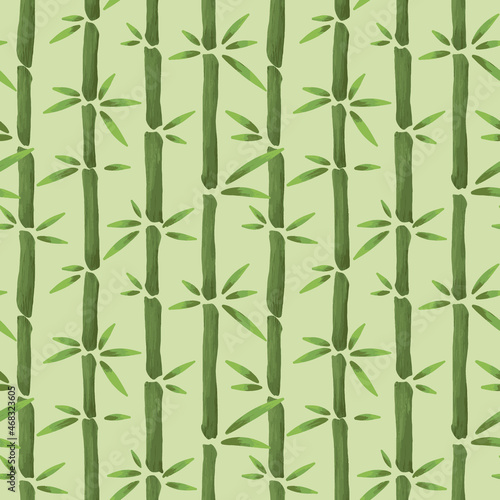 bamboo seamless pattern in cartoon hand drawn style for eco natural design © MariaTem