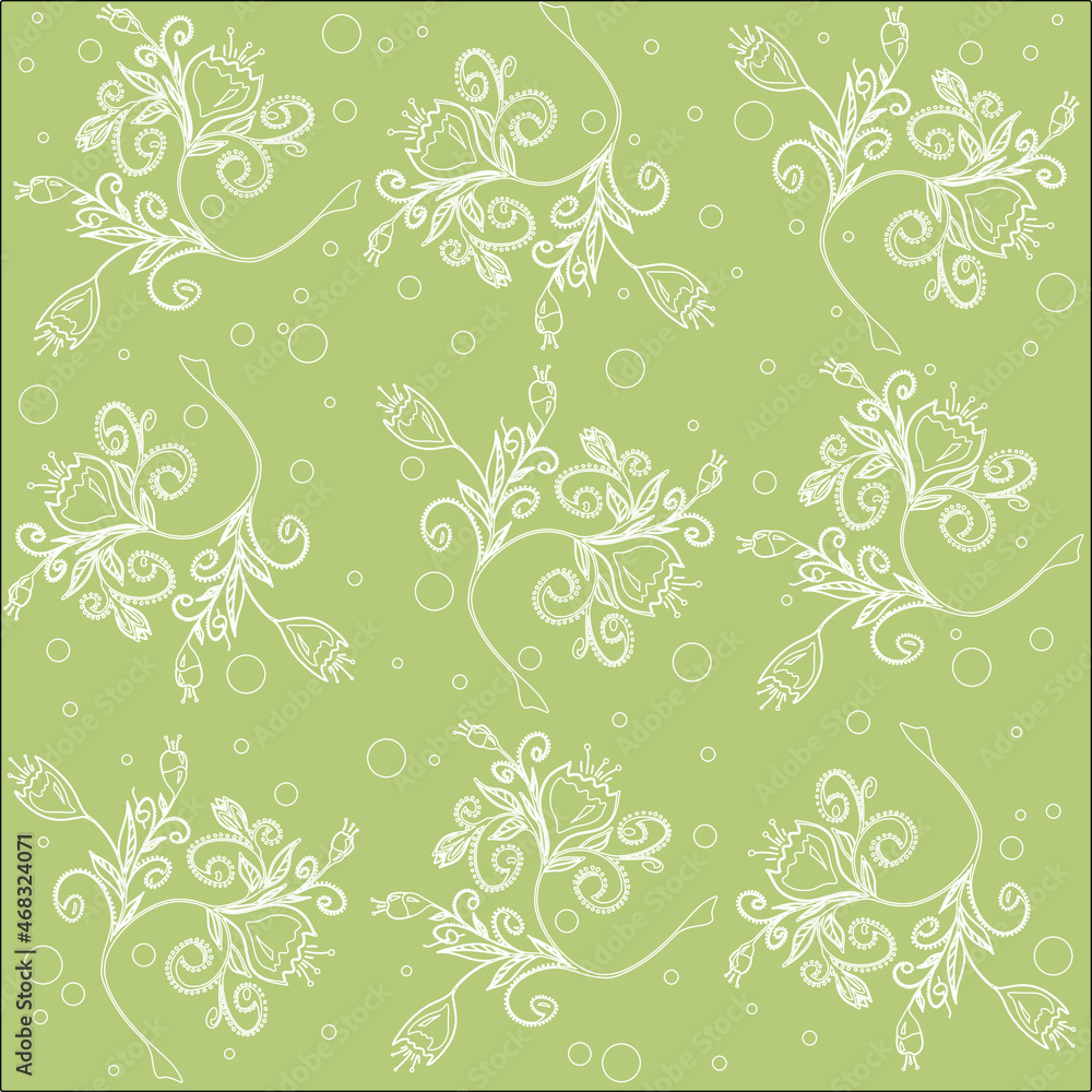 Floral pattern light green seamless
