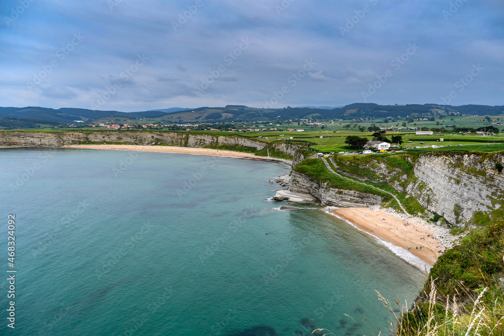 Langre beach in Cantabria, with its cliffs, near Santander.