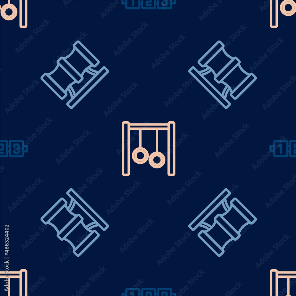 Set line Education logic game, Kid playground slide pipe and Gymnastic rings on seamless pattern. Vector Set line Education logic game, Kid playground slide pipe and Gymnastic rings on seamless pattern. Vector