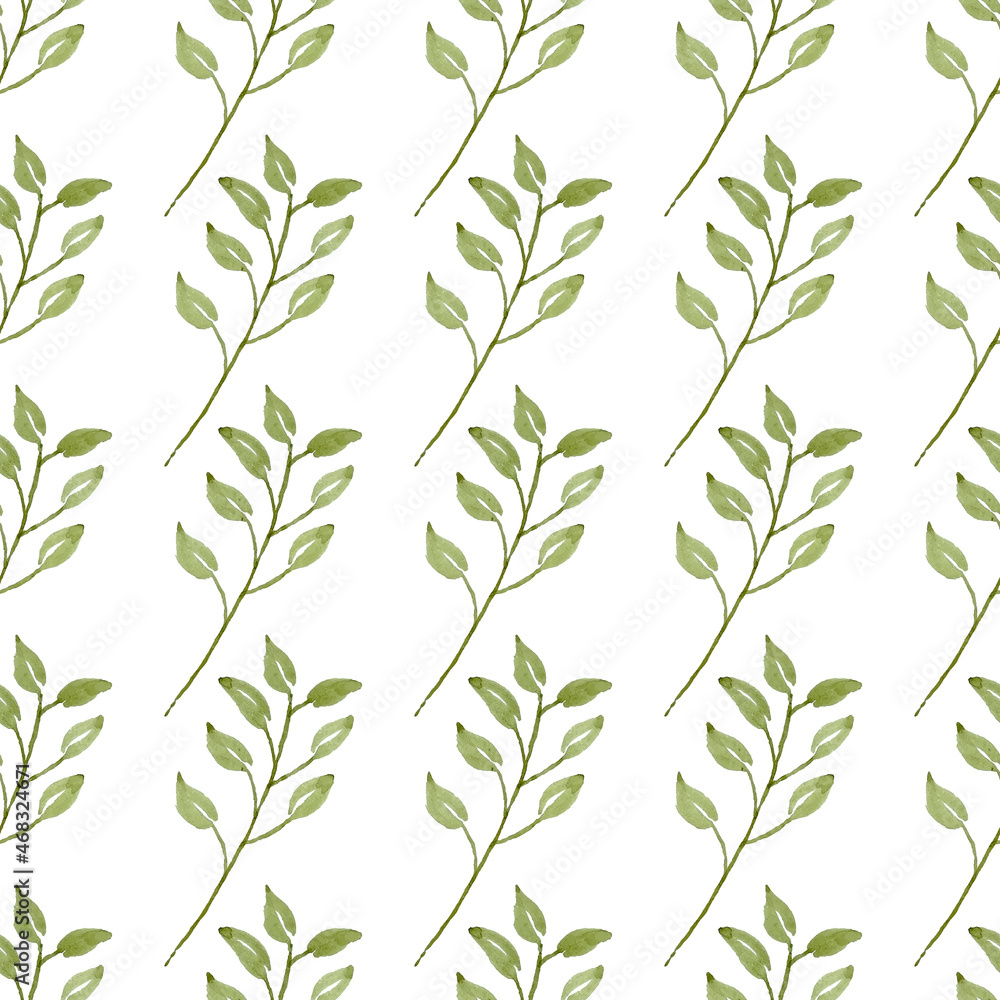 Naklejka premium Hand-drawn watercolor leaf seamless pattern