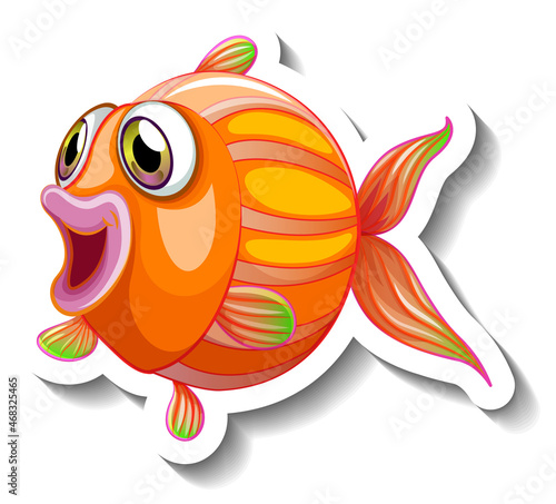 Sea Animal Cartoon Sticker with Cute Fish