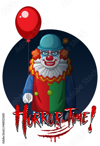 Horror Time badge with two creepy clowns
