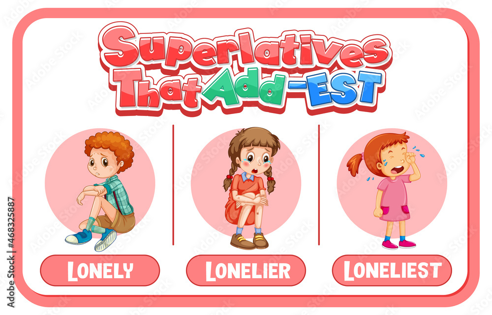 Comparative and Superlative Adjectives for word lonely Stock Vector Adobe Stock