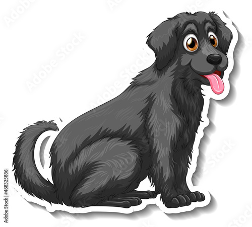 Sticker design with black golden retriever dog isolated
