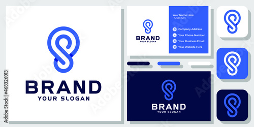 Initial Letter S Pin Map Location Place Travel Navigation Local Monogram Logo Design with Business Card Template