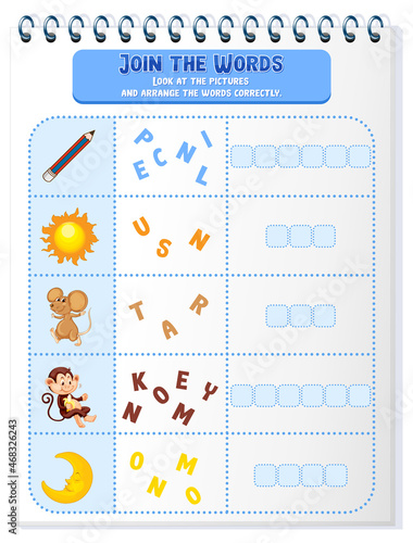 Spelling word game worksheet template