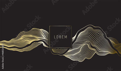 Gold lines template, artistic covers design, colorful luxury backgrounds. Trendy pattern, graphic poster, cards. Vector illustration