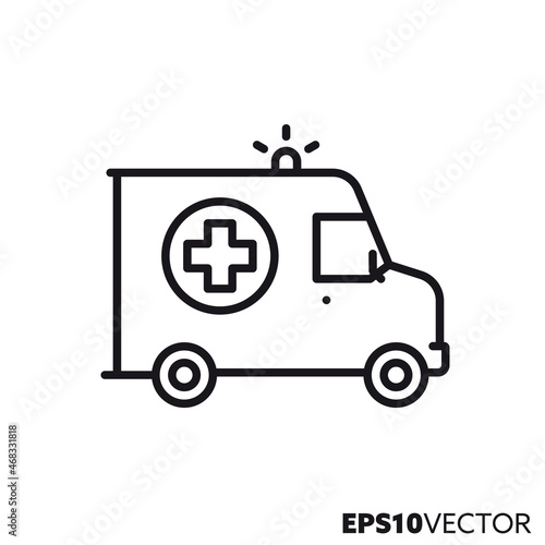 Wallpaper Mural Ambulance van line icon. Outline symbol of urgent medical transport. Health care and medicine concept flat vector illustration. Torontodigital.ca
