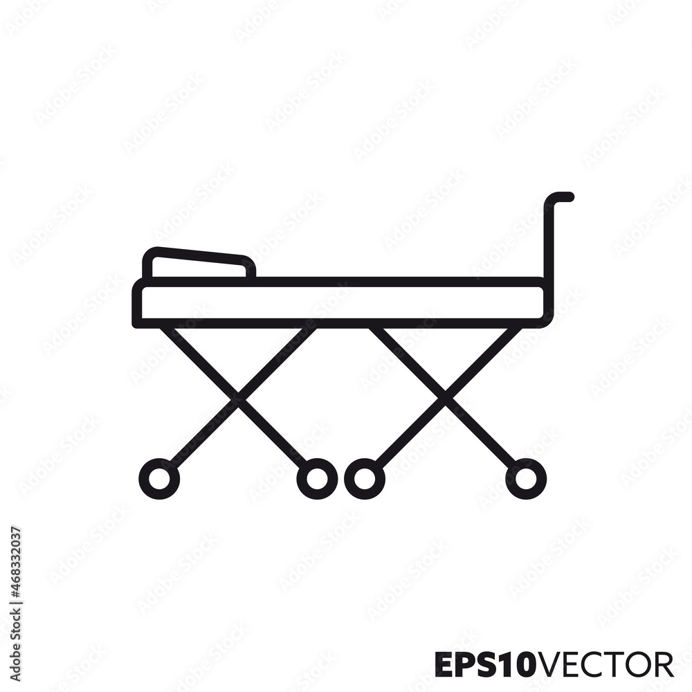 Stretcher vector line iconStretcher line icon. Outline symbol of hospital equipment. Health care and medicine concept flat vector illustration. Stretcher vector line iconStretcher line icon. Outline symbol of hospital equipment. Health care and medicine concept flat vector illustration.
