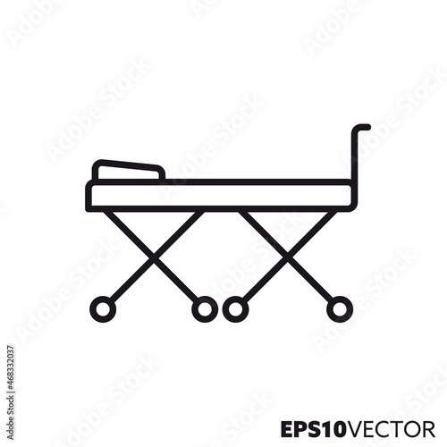 Stretcher vector line iconStretcher line icon. Outline symbol of hospital equipment. Health care and medicine concept flat vector illustration.