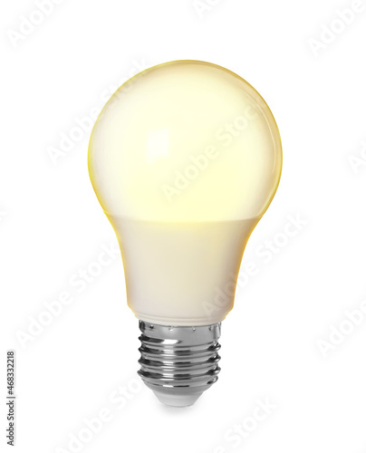 Modern glowing lamp bulb on white background