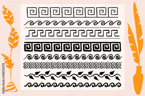 Ancient Greek pattern - seamless set of antique borders from Greece