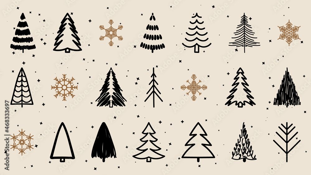 Obraz premium Hand drawn christmas element collection good for decoration, logos and social media, in a minimal simple style.