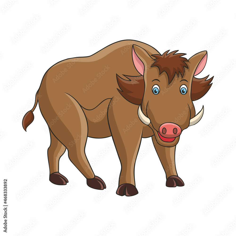 Obraz premium cartoon illustration cool wild boar