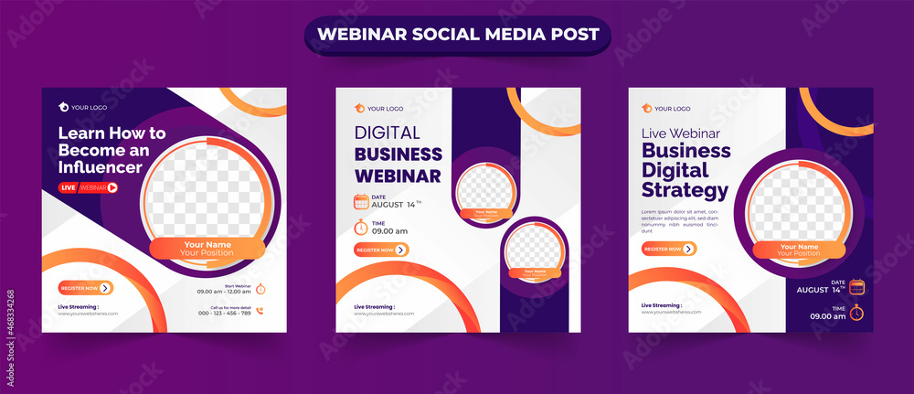 Naklejka premium Live webinar banner for social media post digital marketing corporate template design