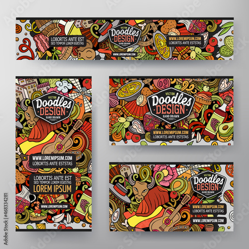 Cartoon vector doodle set of Spain corporate identity templates
