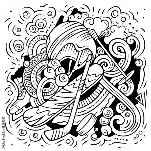 Cartoon vector doodles Winter Sports illustration.