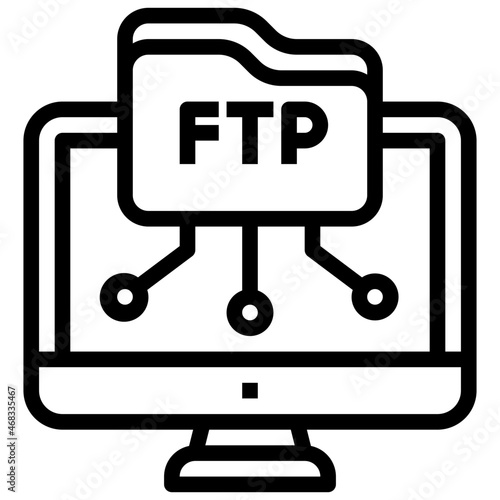 FTP line icon,linear,outline,graphic,illustration