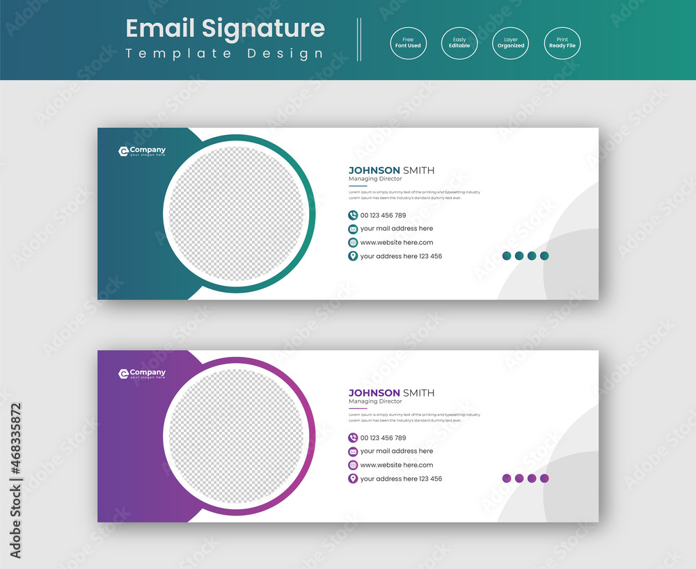 Business email signature template or email footer design 