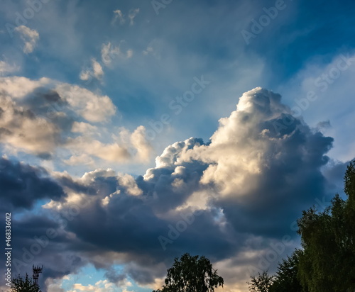 Pre-storm sky with dark cumulus clouds in summer