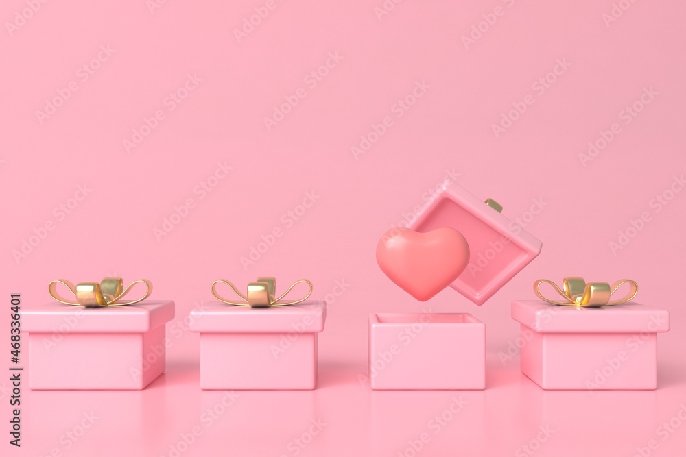 Abstract minimal scene,pastel color round stand with open gift box for cosmetic or product display podium 3d render.	
