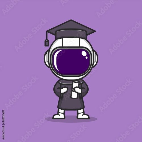 cute cartoon astronaut graduated university. vector illustration for mascot logo or sticker