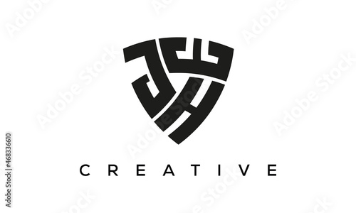 JHE letters logo, security Shield logo vector